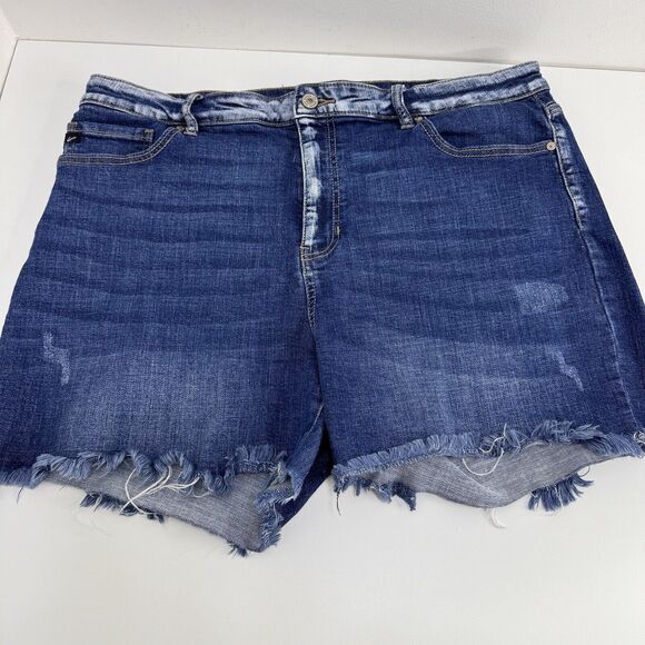 Kancan High Rise Medium Stone Wash Denim Shorts Cut Off Estilo 2XL 36” Waist - Picture 1 of 4
